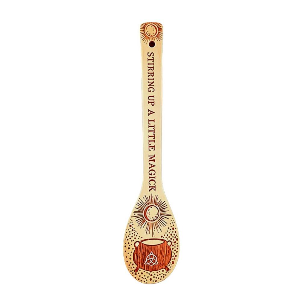 Wooden Halloween Witch Stirring Spoon Broom Witch Cauldron Design Witch Ladle  Cooking