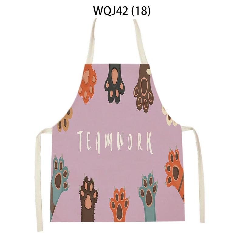 Animal Dog Bear Deer Pattern Kitchen Aprons for Adult Kids Linen Bib Home Cleaning Apron Butterfly Pattern Cooking Baking Aprons