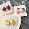 Милые серьги-гвоздики с фруктами, клубникой, для женщин, сладкие летние корейские украшения для ушей с бананом, персиком, виноградом, ананасом, смолой, подарки на вечеринку