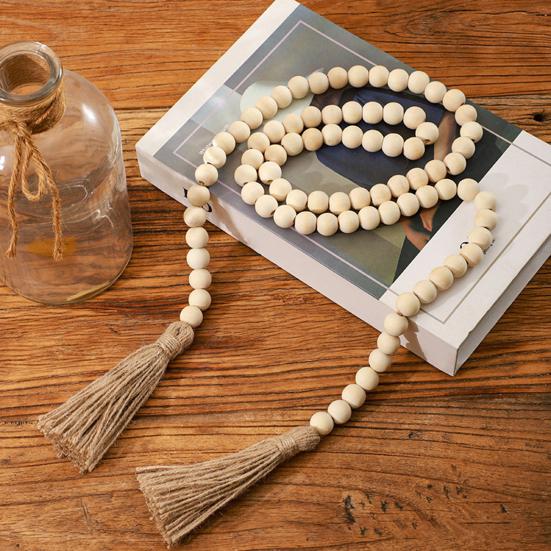 Гирлянда из деревянных бусин, украшение на стену в фермерском доме, сделай сам, деревенская кисточка, бохо, украшение из бисера для цветочных горшков, подсвечников