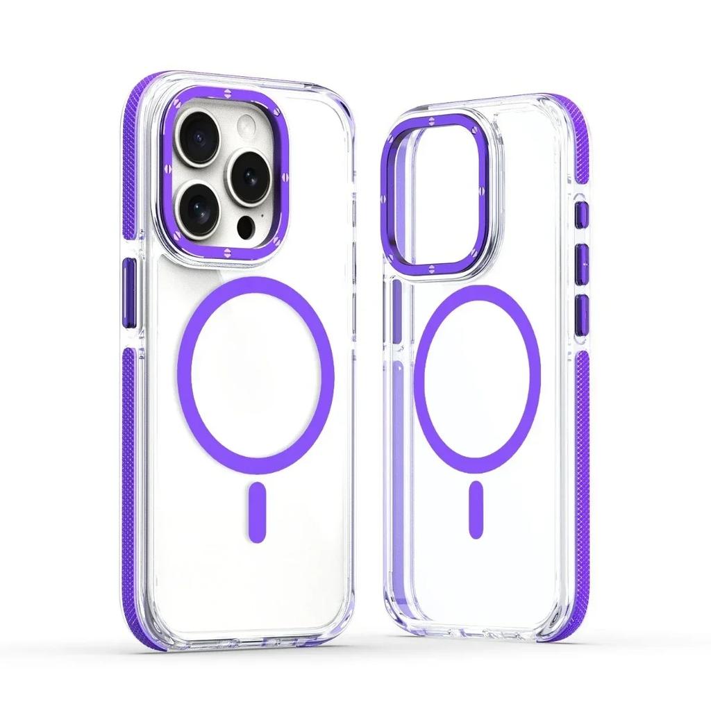 Case for iPhone 16 Pro max Magsafe Wireless Charging Case for iPhone 16 Plus Magnetic Metal Lens Frame Buttons Transparent Cover