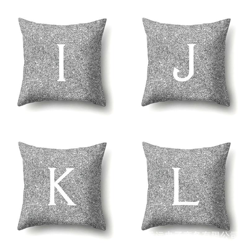 Полиэстеровая наволочка Автомобильная декорация Дом 26 английских букв Серая в горошек Принт Диванная наволочка для подушки