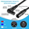 2-Pack Right Angle XLR To Straight XLR Plug Cable, 90 Degree XLR Female To Straight XLR Male Microphone Extension Cable, 3-Pin Microphone Connector Fo