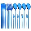 16 Pcs Mirror Black Gold Stainless Steel Cutlery Set Christmas Tableware Dinnerware Set Knife Spoons Cake Fork Home Silverware