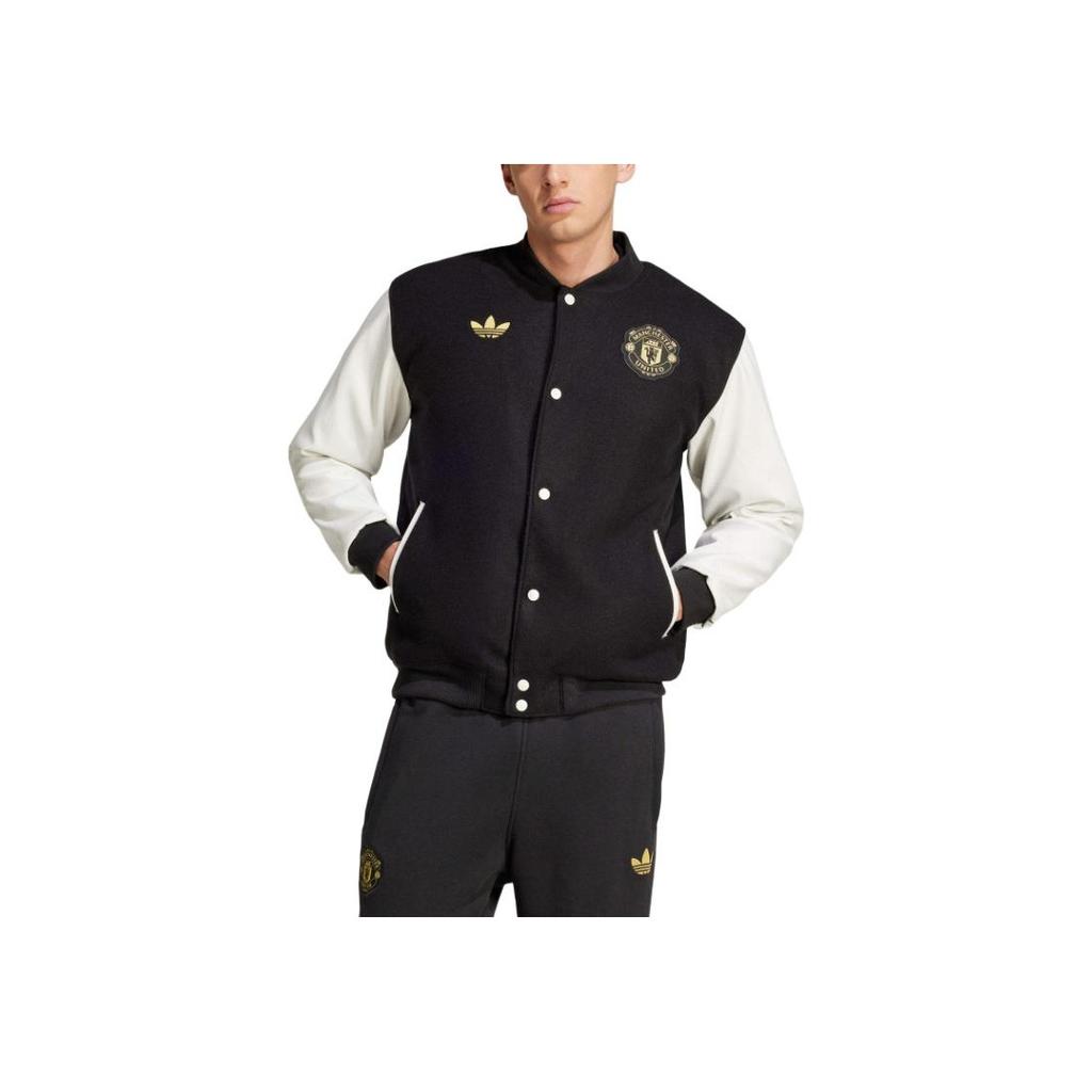 adidas Originals FW24 MUFC CNY Jacket Series Удобная повседневная универсальная куртка Мужская куртка черного цвета JF0382