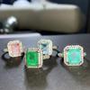 Classic 8*10 Paraiba Ring Pink Blue Green Ring for Ladies Jewelry Wedding Bridal Ring Attend Party Jewelry  Stamps Ring