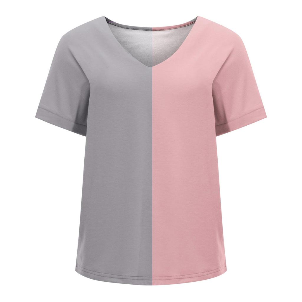 Свободная женская футболка с v-образным вырезом и коротким рукавом, летняя блузка с принтом в полоску, уличная одежда