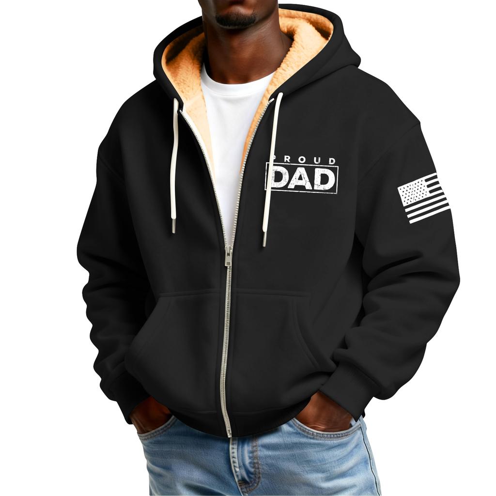 Мужской флисовый кардиган с капюшоном на молнии и с принтом, с карманами, мужской повседневный кардиган