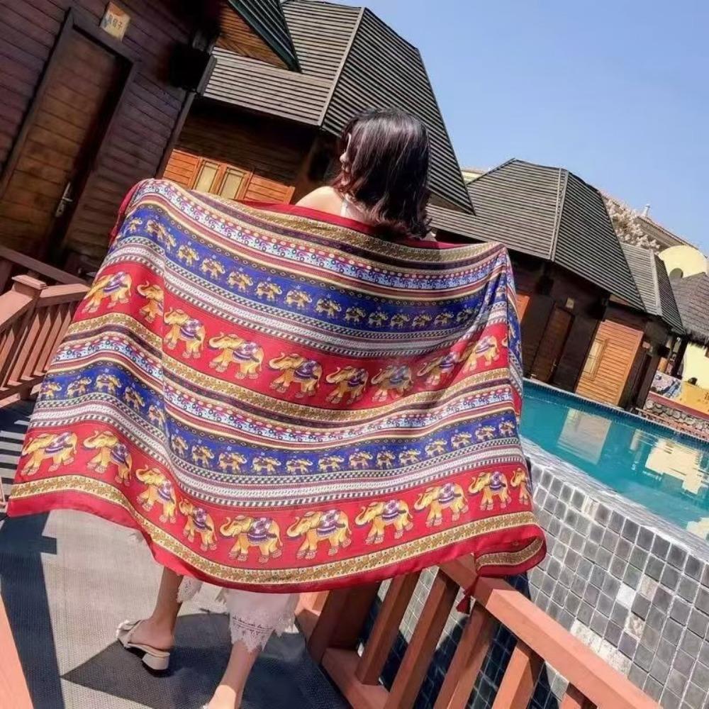 Соленое озеро Чака Туризм на Северо-Западе Этнический стиль Шарф Шелковый шарф Женский Летний Приморский Пляжный Платок Солнцезащитный Тонкий