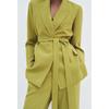 Lapel Long Sleeves with Belt Loose Suit Jacket 2458199 Mid Waist Speaker Casual Pants 2778199