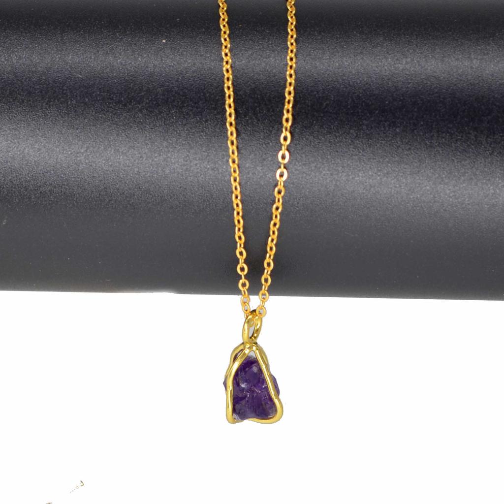 Raw Amethyst 925 Sterling Silver Necklace, Rough Gemstone Handmade Necklace Gift For Her Mom, Anniversary Gift