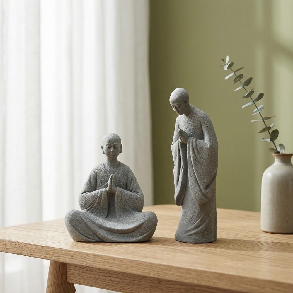 Micro-Landscape Meditation Monks Figurine Funny Landscape Ornament Bedroom Decor