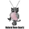 Подарки в виде совы, ожерелье с совой, целебные хрустальные камни, аметист, розовый кварц, кулон, ожерелье для женщин и мужчин