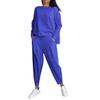 Women's Solid Color Round Neck Long Sleeve Suit,Women's Pocket Pants Long Pants Women's Suit