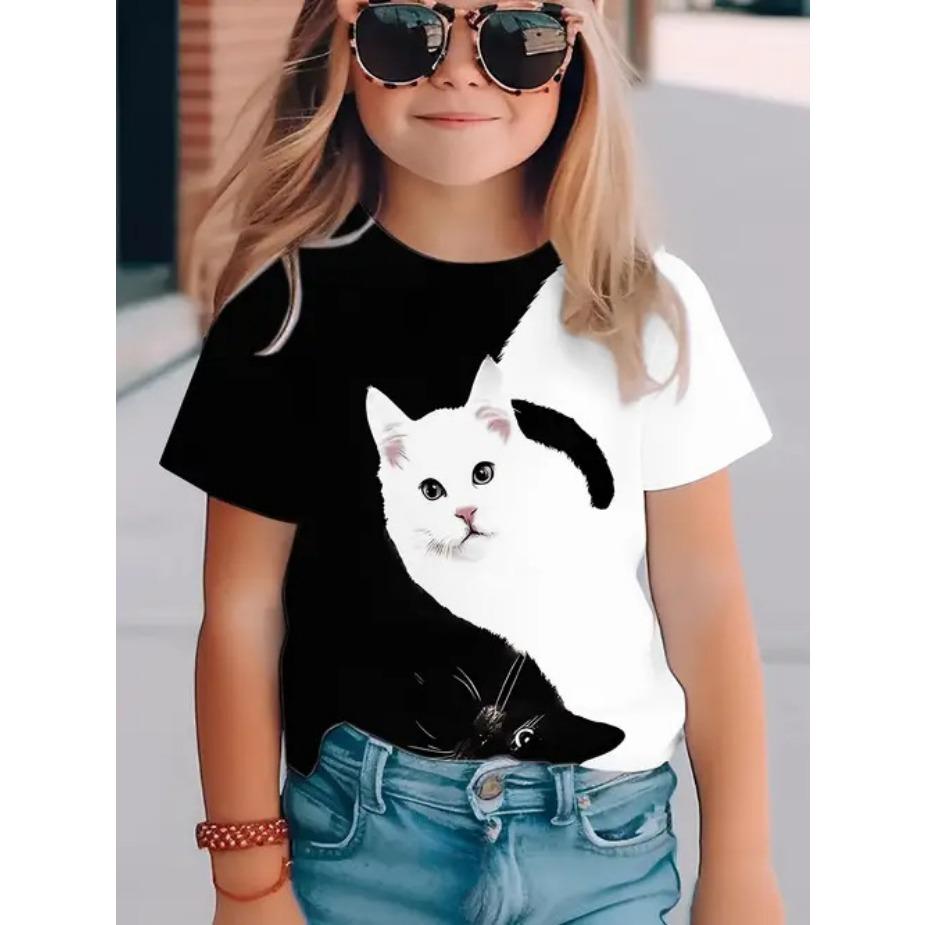 Детская футболка Модная и качественная детская женская футболка с коротким рукавом с рисунком совы
