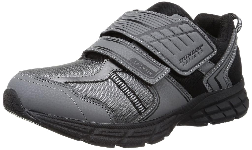 Мужские кроссовки для ходьбы Dunlop Refined DM2012, Легкие Широкие 4E, Ремешок на липучке, Водоотталкивающие, Серые, Размер 27.0см