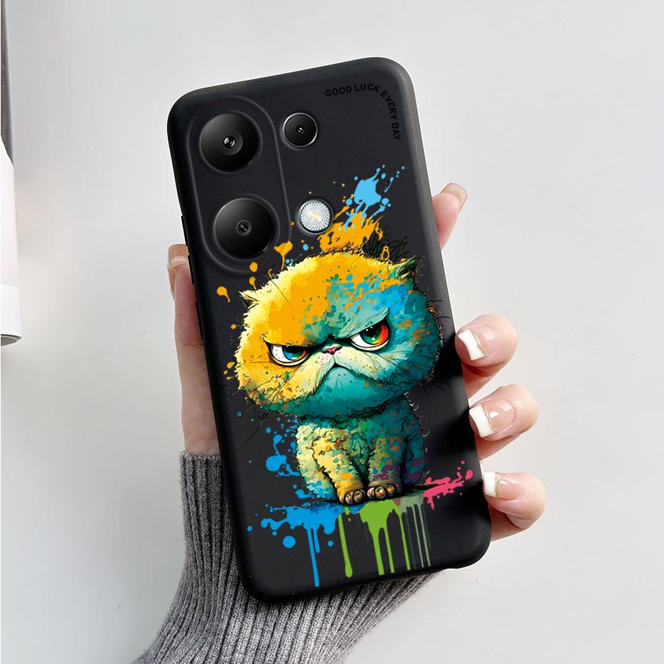 Чехол для Xiaomi Poco M6 Pro Мягкий силикон Милый Кот Панда Ударопрочный Чехол для Poco M6 Pro 4G ТПУ Чехол-Фонда Оболочка M6Pro 6.67''