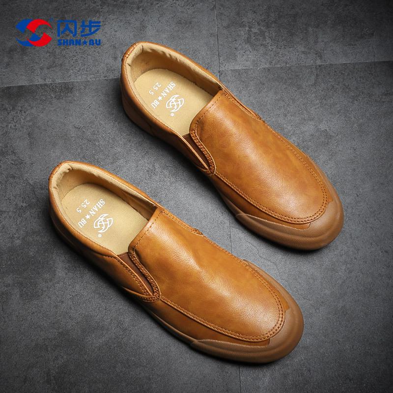 Мужская обувь на весну, низкие ленивые туфли, повседневные и универсальные туфли-бобы, кожаные туфли, мужская обувь в тренде