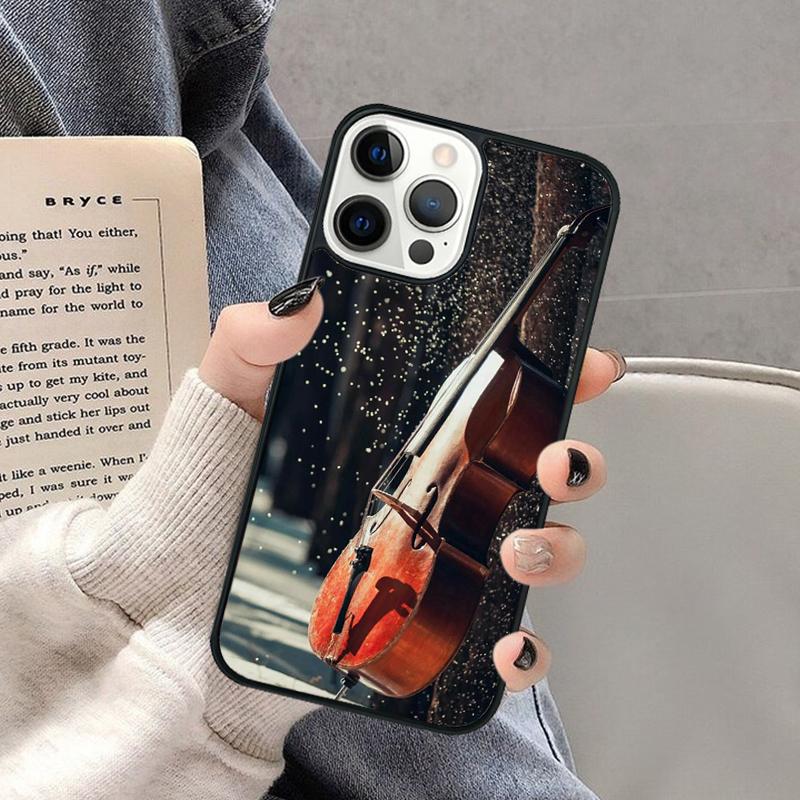 Черно-белый чехол для телефона со скрипкой и виолончелью для iPhone 17 Air 16 16e 15 Plus для Apple 13 11 12 14 Pro Max Cover coque
