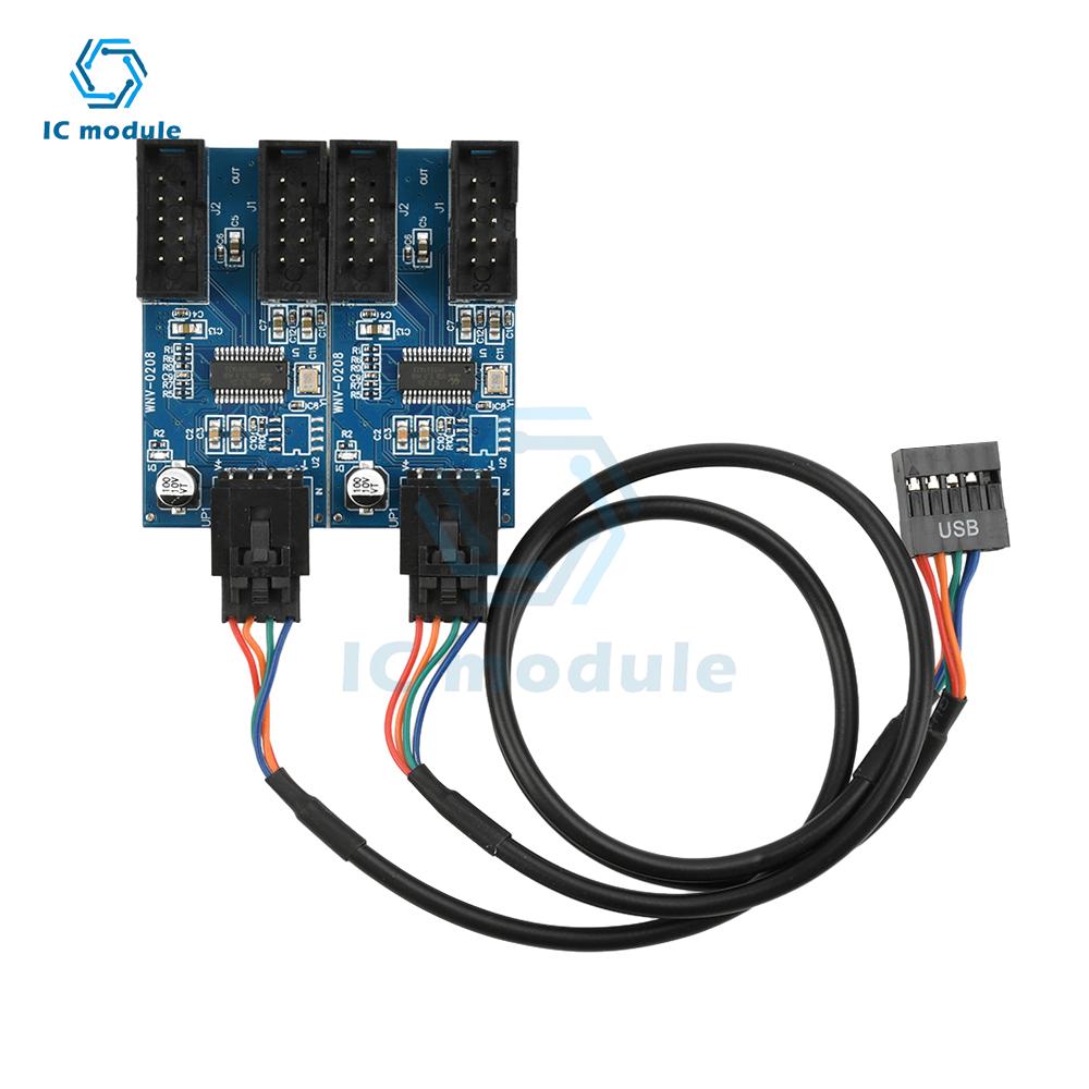 Разветвитель USB на 9 контактов для материнской платы, 1 на 2 разъема-розетки, удлинительный кабель-адаптер для 1-4 USB-хабов