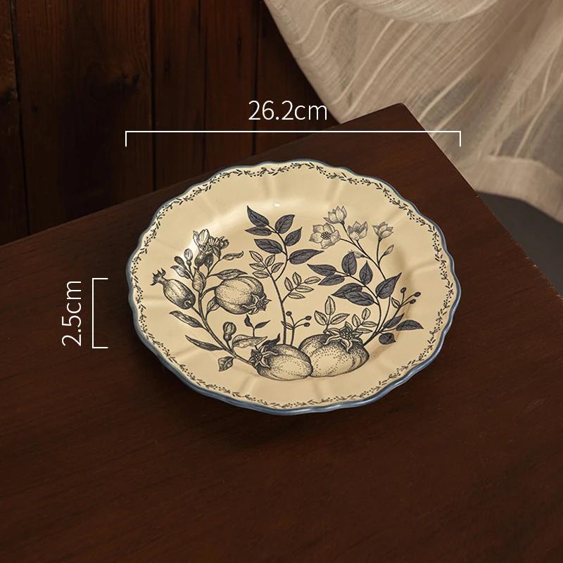 Керамическая тарелка в стиле ретро-дворца, легкая, роскошная, ресторанная, десертная, тортовая, домашняя, паста, обеденная тарелка, изысканные цветы, столовая посуда