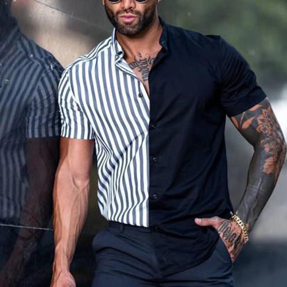 Гавайские рубашки для мужчин, винтажная летняя рубашка в полоску с коротким рукавом, свободная уличная мужская дизайнерская одежда, Camisas De Hombre
