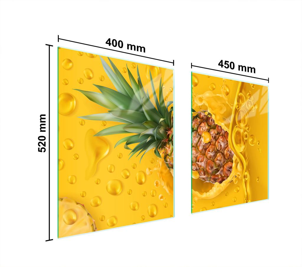 SZKLANA PŁYTA OCHRONNA NA KUCHENKĘ 85x52 ANANAS