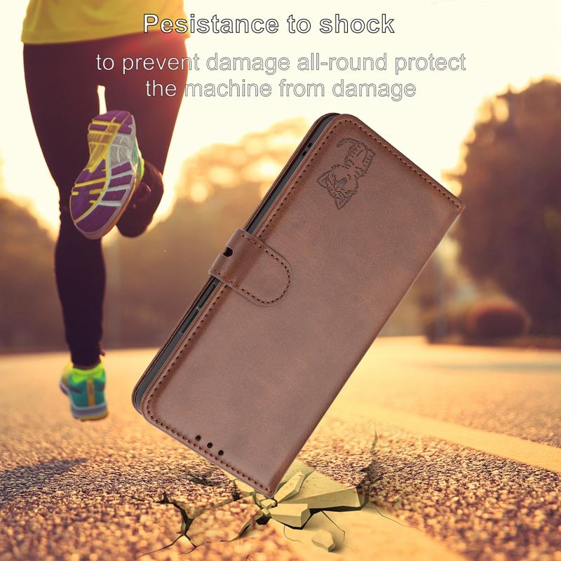 Чехол для телефона с тиснением кота для iPhone Samsung Xiaomi Google Huawei Honor SONY OPPO Карман для карт из искусственной кожи Кошелек Funda Классический однотонный откидной чехол