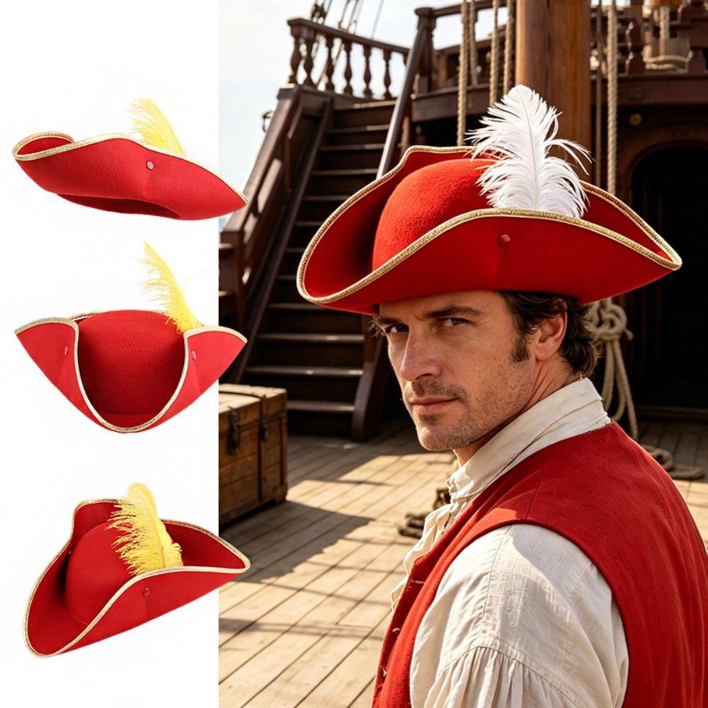 Retro Captain Hat Jack Hat Adult Tricorn Hat Casual Cosplay Pirate Hat Halloween