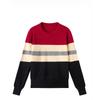 Fashionable and Casual Color-blocking Striped Long-sleeved Top Autumn New Style Design Round-neck Pullover Knitted Sweater for Women