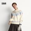 Semir Women's Puppy Fair Isle Loose Raglan Sleeve Sweater