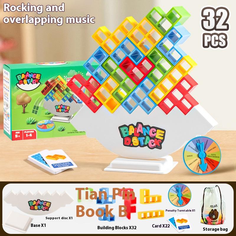 Балансировочная игра качающаяся стека высокая русская строительная стопка блоков музыкальная детская концентрация настольная игрушка