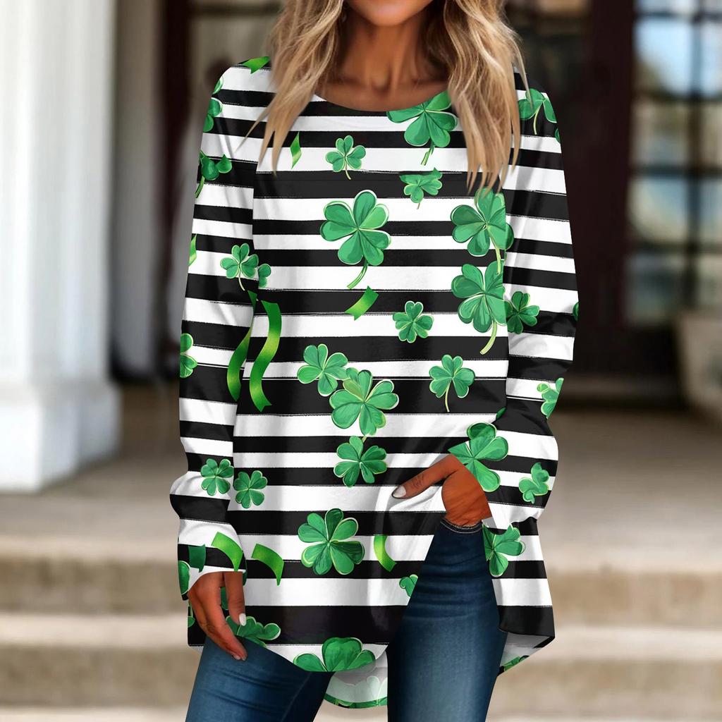 Женская свободная футболка с круглым вырезом и длинными рукавами, топ-пуловер с длинными рукавами