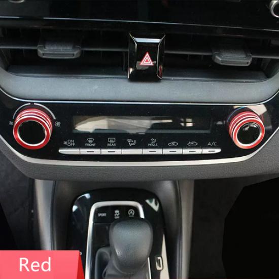 Dashboard Console Air Condition Knob Red Trim 2pc For Toyota Corolla -2025