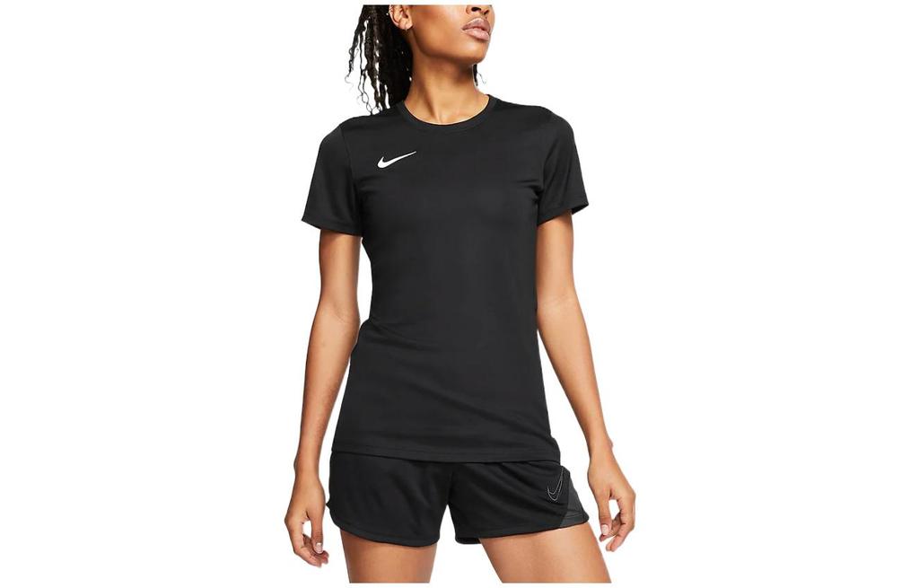 Nike Женские черные футболки с круглым вырезом, умеренный прямой крой, BV6728-010
