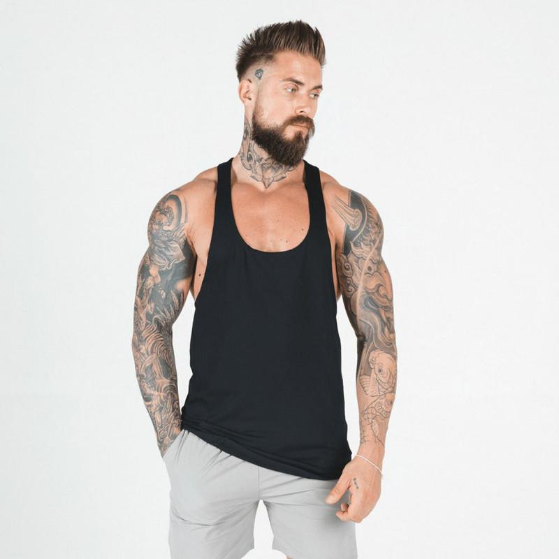 Men Gym Clothing Vest Top Casual Tank Tops Summer Bodybuilding Fitness Workout Undershirt Elastic Quick-Drying Sleeveless