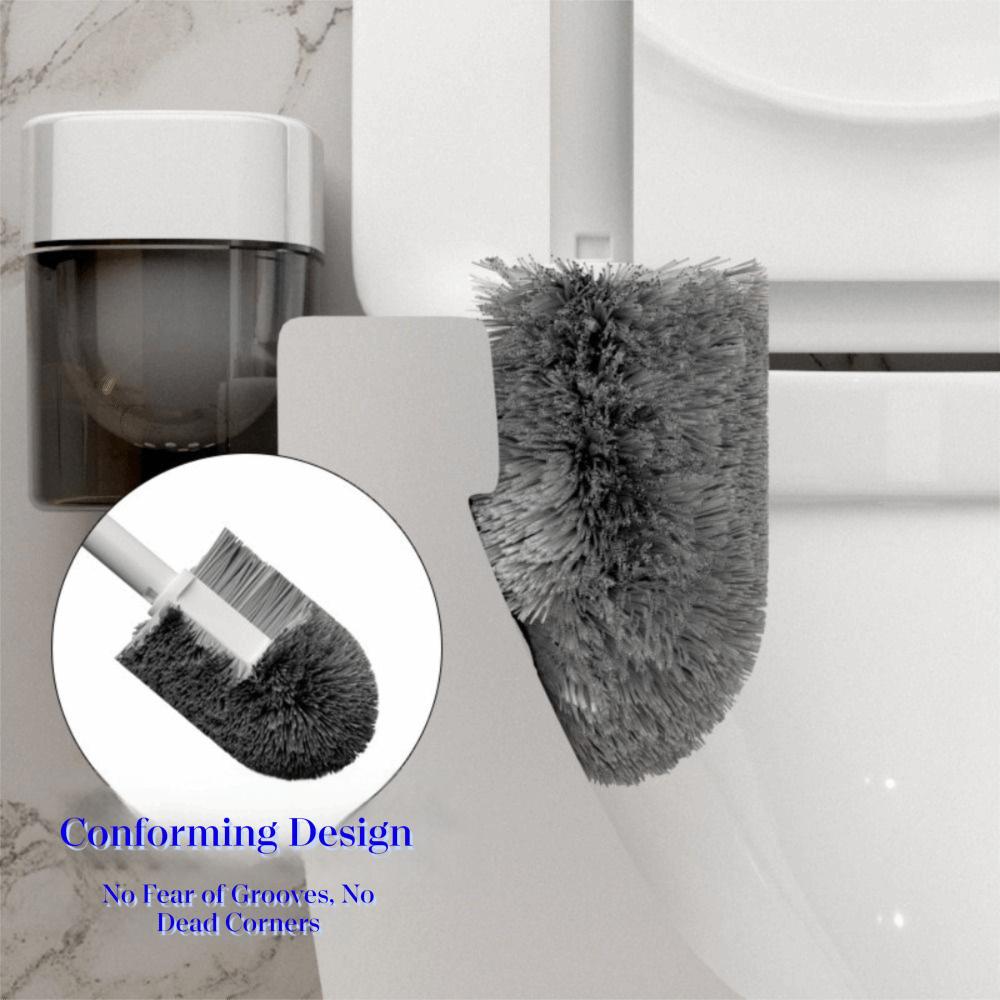 Hemispherical Brush Head Toilet Brush Groove Design Wall Mount Brush  Apartment Living