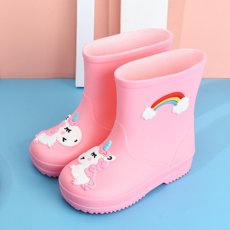 Производитель детской дождевой обуви для девочек, флисовая обувь для мальчиков, нескользящая водонепроницаемая обувь, всесезонные резиновые сапоги с рисунком, детская дождевая обувь