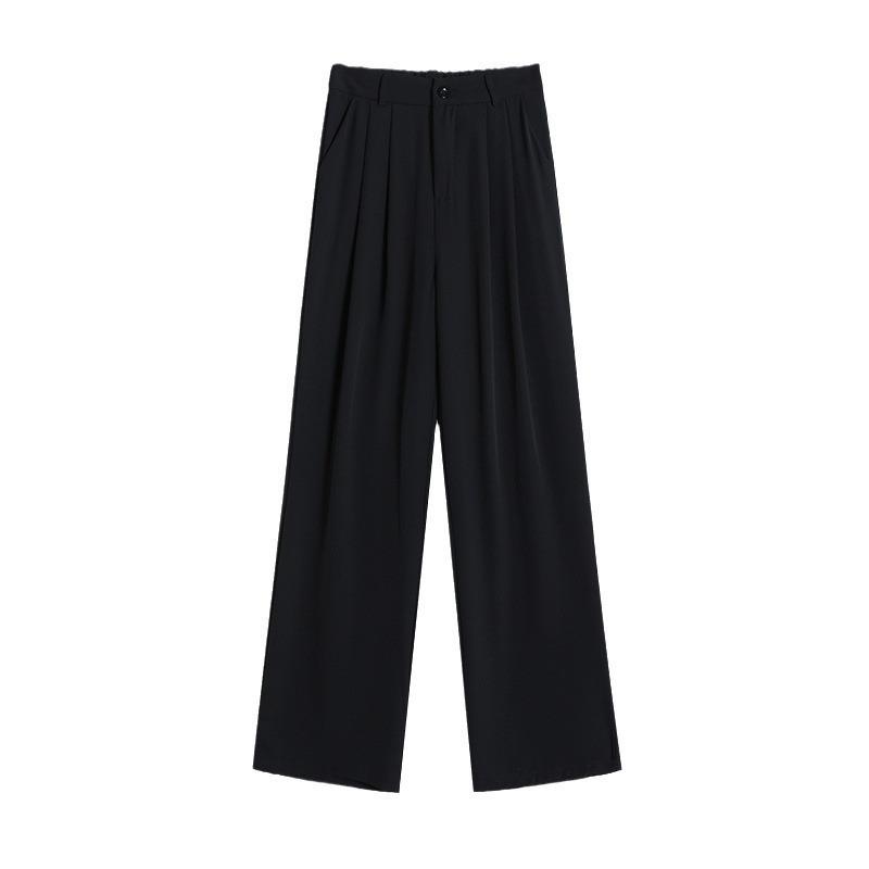 White Ice Silk Suit Pants Women's Summer Loose Wear Women's Clothing Small Lazy Drape Narrow Wide-leg Pants