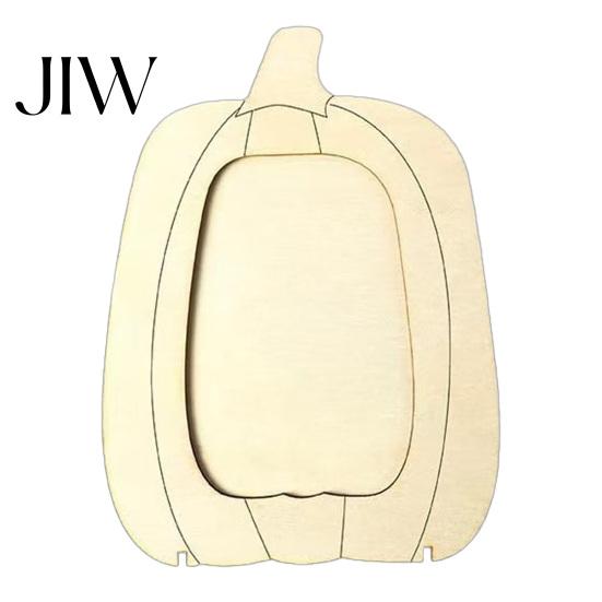 Handmade Photo Holder Wooden Pumpkin Frame, Halloween Thanksgiving DIY Paintable Craft for Kids, Blank Picture Frame Wood Holder, Fall Harvest