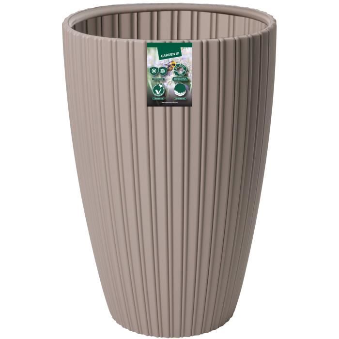 Pot de fleurs - GARDEN ID - Fancy - 40 x 58 cm - Pour jardin, balcons ou intérieurs - Taupe