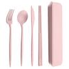 4Pcs/Set Non-slip Tableware Set Good Grip Durable BPA Free Spoon Fork Cutter Chopsticks Cutlery Set