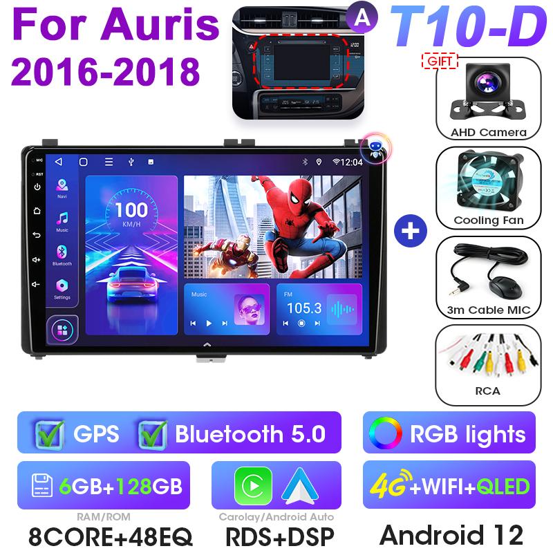 2 Din Android 12 автомобильное радио для Toyota Auris 2014 2015 2016 2017 2018 мультимедийный видеоплеер GPS 4G Carplay авто стерео DVD QLED