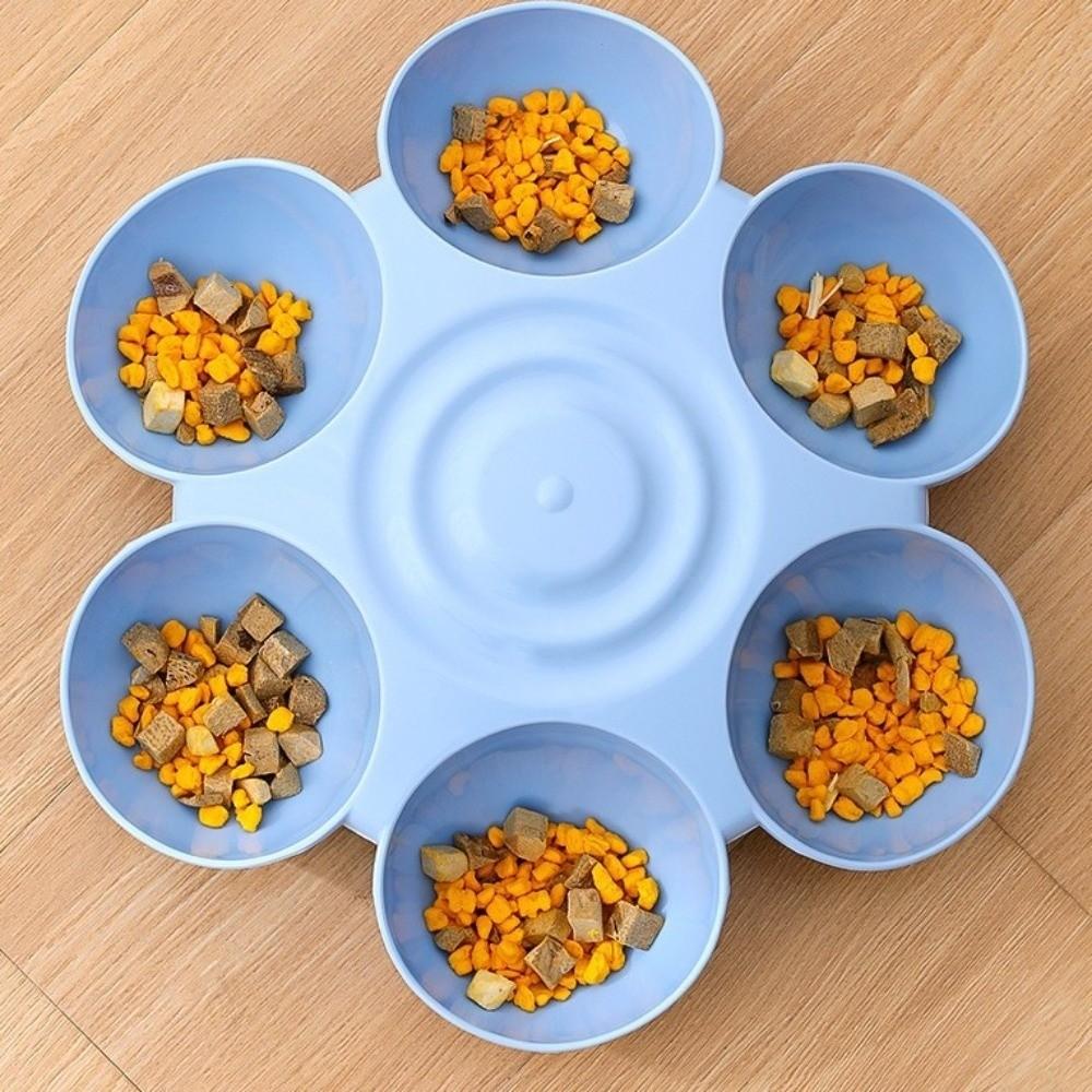 Six-grid Cat Dog Food Water Bowl Plastic Cat Feeding Bowl New Former Cat Food Bowl Pet