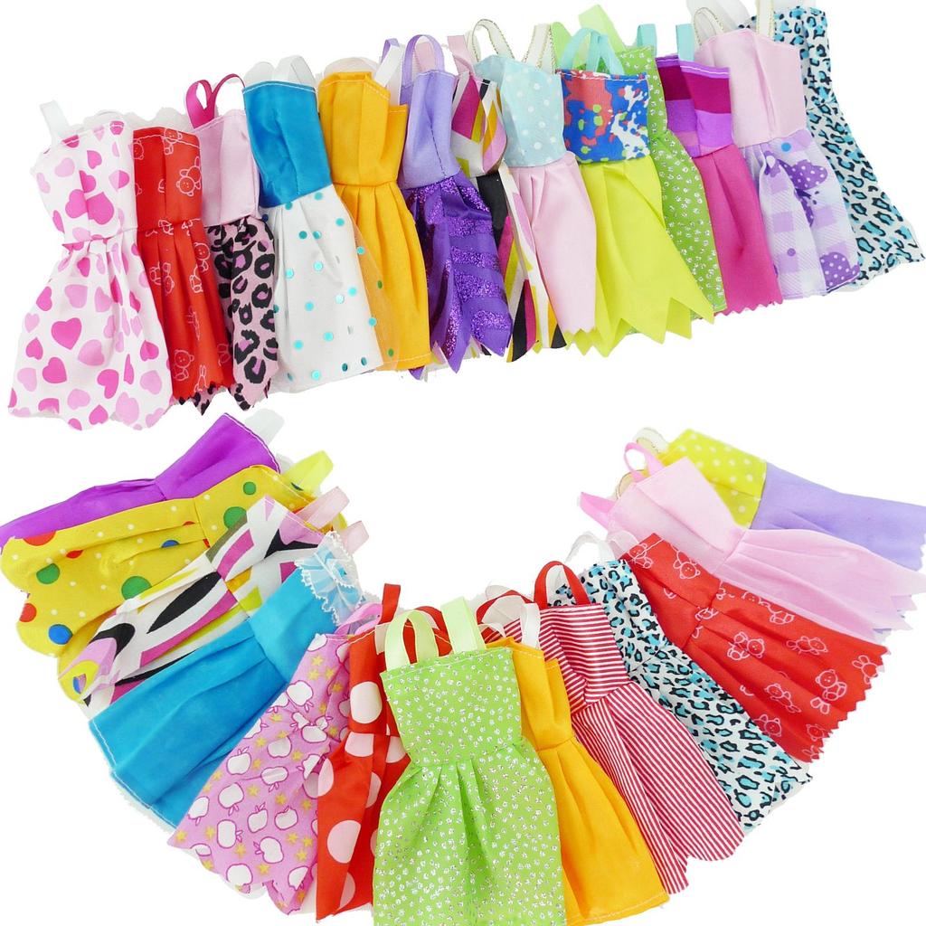 42 Item/Set Doll Accessories= Mix 8 Mini Dress + 10 Sandals Shoes + Lot 24 Pcs Accessories Playset Clothes for Barbie Doll