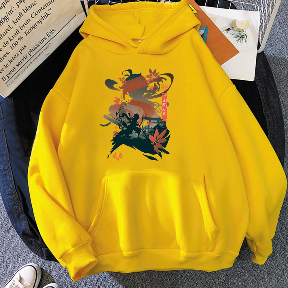 Толстовка Kazuha с капюшоном Genshin Impact с принтом Game Cartoon Hoody Kaedehara Kazuha Hoodies Women Long Sleeve Tops Girls Clothes