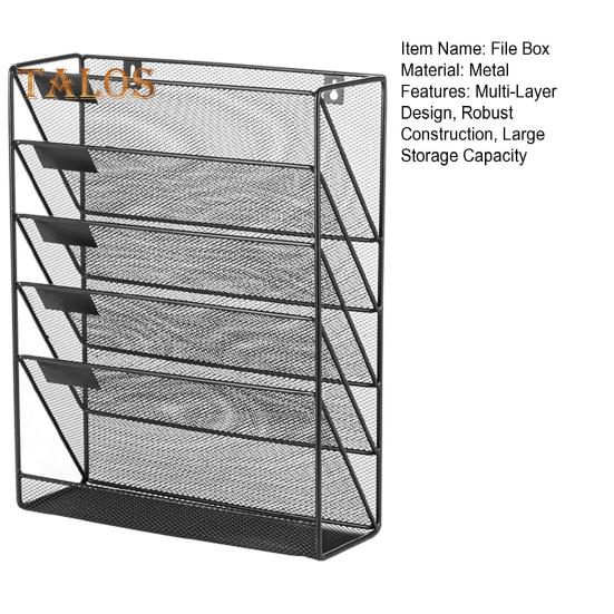 A4 Wall-mounted File Box with 6 Layers 5 Pockets Bottom Slot File Box Organizer High Capacity Storage File Sorter