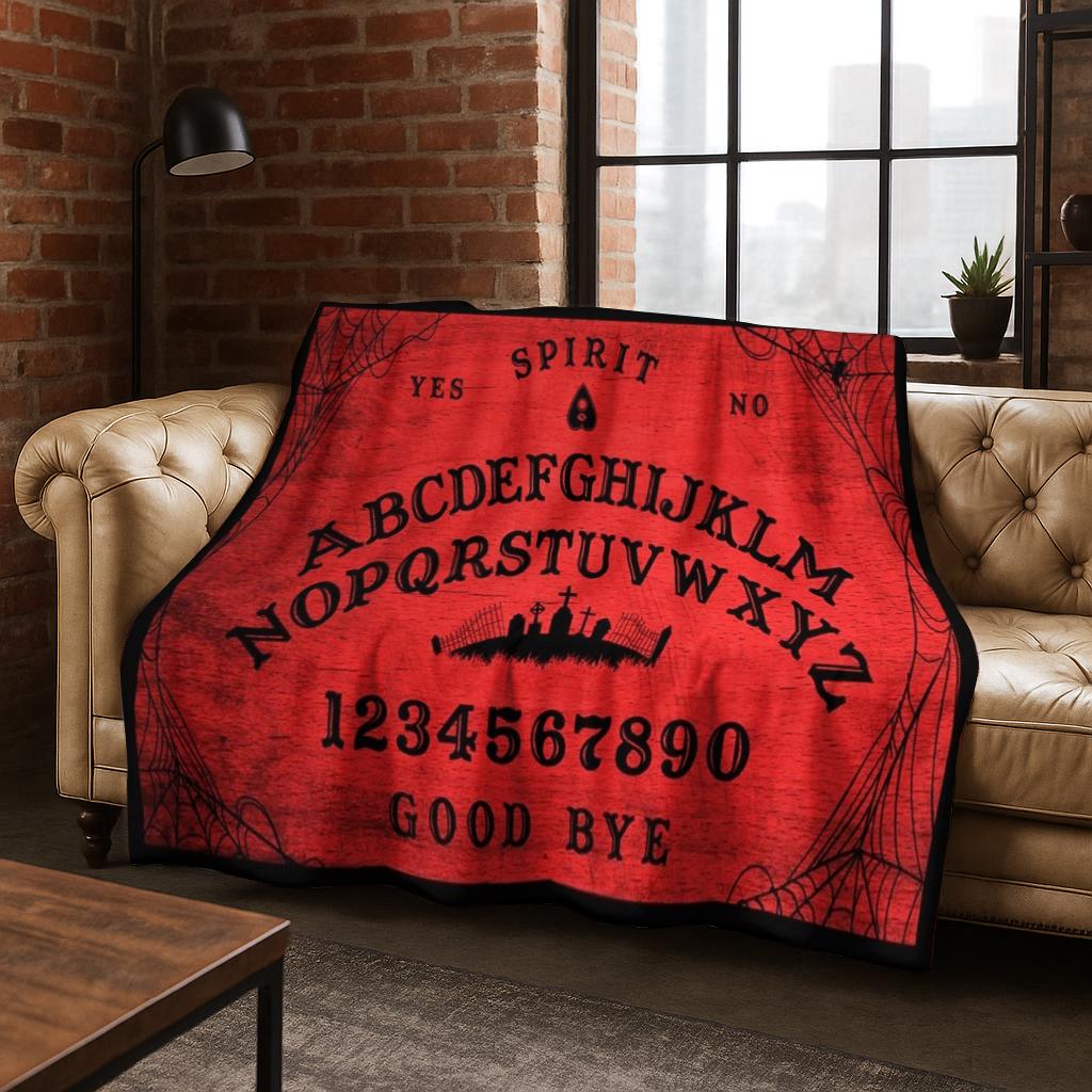Cat Ouija Tarot Gothic Witchcraft Board Flannel Blanket Soft Warm Blanket for Bedroom Living Room Bed Travel Camping Picnic Gift