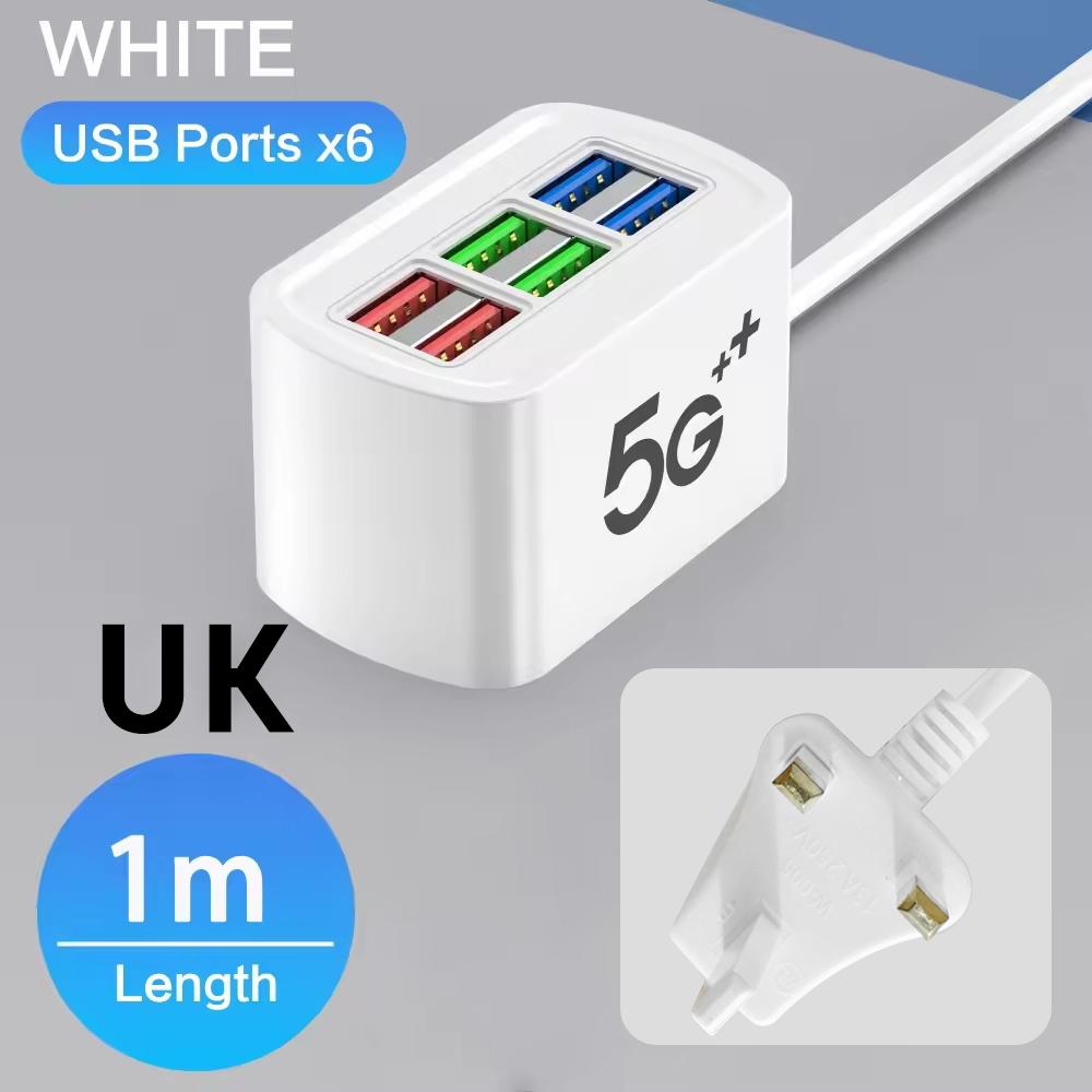 6 USB Зарядное Устройство Сетевой Фильтр Универсальная Быстрая Зарядка EU/US Вилка Адаптер Зарядки Телефона Электрическая Розетка Удлинитель Настольная Розетка