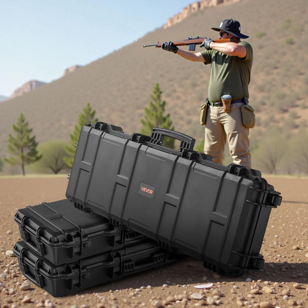 VEVOR Hard Rifle Case, Lockable Rifle Case with Pre-cut Foams, 108.9 cm Gun Storage with Wheels